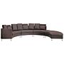 Curved Sofa Brown Faux Leather Modular 7-seater Adjustable Headrests