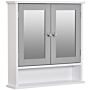 Kleankin Bathroom Mirror Cabinet, Wall Mounted With Double Mirrored Doors, Organiser Wall Mounted, Cupboard And Shelf, Grey