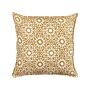 Scatter Cushion Beige Cotton 45 X 45 Cm Geometric Pattern Handmade Removable Cover With Filling