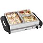 Homcom Electric Food Warmer 4 Tray, 6l Portable Buffet Server And Warming Tray With Lids, Adjustable Temperature Control And Cool Touch Handles, 200w, 2 X 2.5l And 1 X 1l