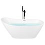 Bathtub White Acrylic 1700 X 750 Mm Oval Overflow System Matt Finish Freestanding