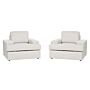 Set Of 2 Armchairs Light Beige Fabric Upholstered Cushioned Thickly Padded Backrest Classic Living Room Couch