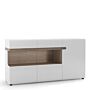 Chelsea 3 Door Glazed Sideboard In White With Oak Trim