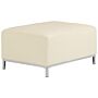 Ottoman Beige Genuine Leather Upholstered Footstool Rectangular