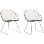 Set Of 2 Dining Chairs Silver Metal Frame Black Faux Leather Seat