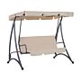 Patio Swing Beige Fabric Steel Frame 3 Seater