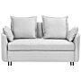 2 Seater Sofa Bed Light Grey Sleeping Function Profiled Armrests Beliani