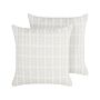 Set Of 2 Scatter Cushions Beige Fabric 45 X 45 Cm Checked Pattern Cover Style Textile