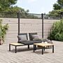 Vidaxl 3 Piece Garden Sofa Set With Cushions Black Aluminium