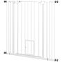 Pawhut Extra Tall Pet Gate, Indoor Dog Safety Gate, With Cat Flap, Auto Close, 74-101cm Wide - White