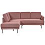 Right Hand Corner Sofa Polyester Pink Brown 4-seater Upholstered Metal Legs Woven Fabric Cushioned Back Minimalist Modern Beliani