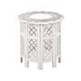 Side Table Off-white With Carved Pattern Mango Wood Living Room Hallway Rustic Oriental