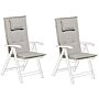 Set Of 2 Garden Chair Cushion Taupe Polyester Seat Backrest Pad Modern Design Outdoor Pad