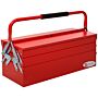 Durhand Metal Tool Box 3 Tier 5 Tray Professional Portable Storage Cabinet Workshop Cantilever Toolbox With Carry Handle, 57cmx21cmx41cm, Red