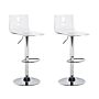 Set Of 2 Bar Stools Transparent White Acrylic Footstool Swivel Gas Lift Adjustable Height