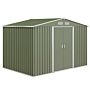 Outsunny 9 X 6 Ft Metal Garden Storage Shed Corrugated Steel Roofed Tool Box With Foundation Ventilation And Doors, Light Green