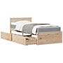 Vidaxl Bed With Drawers And Mattress 100x200 Cm Solid Wood Pine