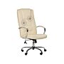 Massage Office Chair Beige Faux Leather Heating Function 4 Modes 360 Degree Swivel Desk Chair