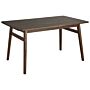 Dining Table Dark Rubberwood 140 X 80 Cm Rectangular For 4 People Retro Traditional Dining Room