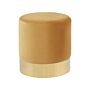 Footstool Yellow Velvet Round Dressing Pouffe Glam Stool With Gold