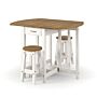 Corona White Oval Breakfast Drop Leaf Gateleg Table & 2 Stool Set