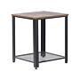 Side End Table Dark Wood Tabletop Metal Black Frame Industrial Shelf Square 45 Cm