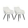 Set Of 2 Dining Chairs Off-white Fabric Seats Metal Legs For Dining Room Kitchen