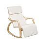 Rocking Chair Beige Fabric Birch Wood With Adjustable Footrest