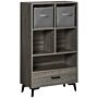 Homcom Freestanding Storage Cabinet, Display Cabinet With Storage Drawers, Bookcase For Home Office, Living Room, Closet, Bedroom, Grey