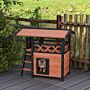 Pawhut Cat House Outdoor W/ Balcony Stairs Roof, 77 X 50 X 73 Cm, Brown