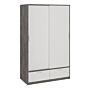 Line Wardrobe With 2 Doors + 2 Drawers In White And Concrete