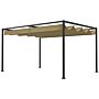 Outsunny 4 X 3(m) Metal Pergola With Retractable Roof, Garden Gazebo Canopy Shelter For Outdoor, Patio, Khaki