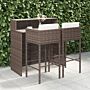 Vidaxl 3 Piece Garden Bar Set With Cushions Poly Rattan Brown