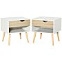 Homcom Bedside Table With Drawer And Shelf, Modern Nightstand, End Table, Set Of 2