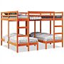 Vidaxl Triple Bunk Bed Frame Wax Brown 160x200/80x160 Cm Solid Wood Pine