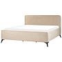 Bed Frame Taupe Velvet Upholstery Black Metal Legs Eu Super King Size 6ft Slatted With Wingback Headboard Bedroom Classic