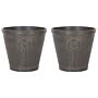 Set Of 2 Outdoor Plant Pots Brown Fibre Clay 41 X ⌀ 37 Cm Outdoor Indoor All Weather