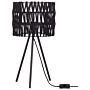 Table Lamp Black Cotton Shade Iron Tripod Frame Single Light