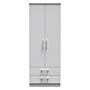 Devon Tall 2 Drawer Wardrobe In Grey Matt