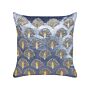 Scatter Cushion Violet And Gold Velvet 45 X 45 Cm Square Handmade Throw Pillow Embroidered Seashell Pattern Removable Cover