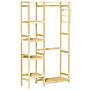 Homcom Bamboo Garment Rack, Clothes Rack With Storage Shelf, Hanging Rail And Side Hooks, Bathroom And Office, Natural