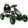 Homcom Children Pedal Go Kart, Racing Go Cart With Adjustable Seat, Inflatable Tyres, Shock Absorb, Handbrake, For Boys And Girls Ages 5-12, Green