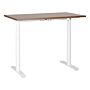 Electrically Adjustable Desk Dark Wood Tabletop White Steel Frame 120 X 72 Cm Sit And Stand Round Feet Modern Design