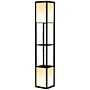 Homcom Modern Shelf Floor Lamp With Dual Ambient Light, Standing Lamp Living Room, 156cm, Black