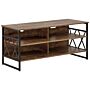 Tv Rtv Stand Cabinet Dark Wood Metal And Particle Board 4 Shelves Storage Unit