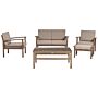 Garden Sofa Set Taupe Cushions Solid Cerified Dark Acacia Wood 4 Seater With Table Outdoor Conversation Set