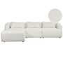 Right Hand 3 Seater Corner Sofa White Boucle Upholstered Track Armrests Additional Cushions