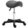 Homcom Saddle Stool, Pu Leather Adjustable Rolling Salon Chair With Steel Frame For Massage, Spa, Beauty And Tattoo, Grey