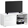 Homcom Modern Tv Stand Media Unit W/ High Gloss Door Cabinet 2 Shelves Living Room Office Home Furniture White