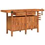 Vidaxl Workbench With Drawers And Vices 162x62x83 Cm Solid Wood Acacia